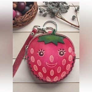 Leather Strawberry Coin Purse